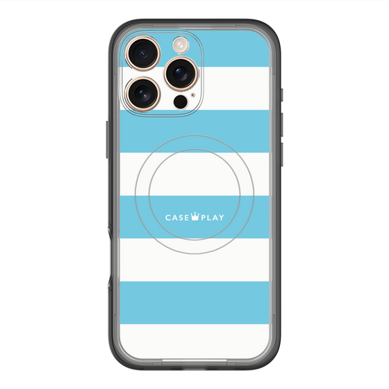 スリムプロテクションプレミアムケース with MagSafe［ Big Border - Blue ］