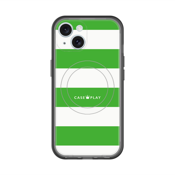 スリムプロテクションプレミアムケース with MagSafe［ Big Border - Green ］