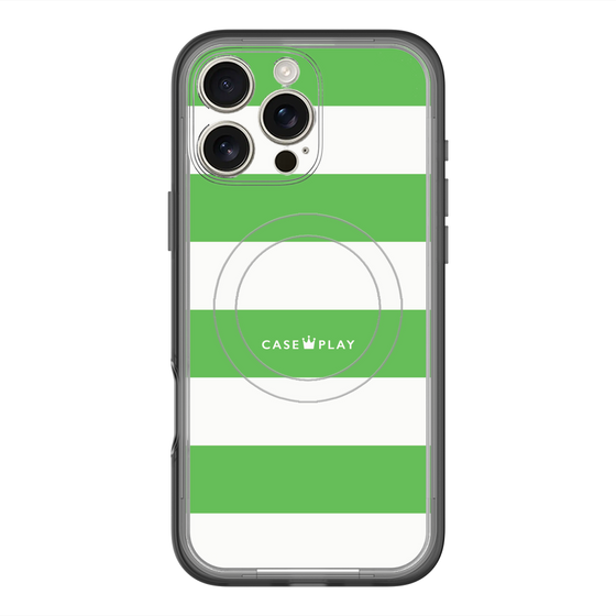 スリムプロテクションプレミアムケース with MagSafe［ Big Border - Green ］