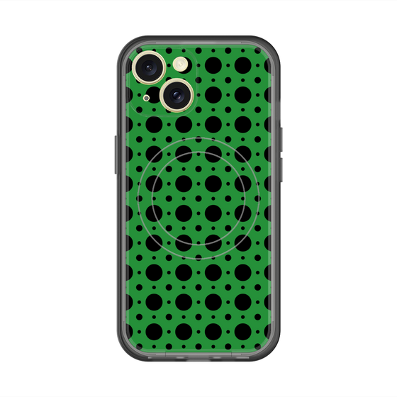 スリムプロテクションプレミアムケース with MagSafe［ Shower Dot - Green ］