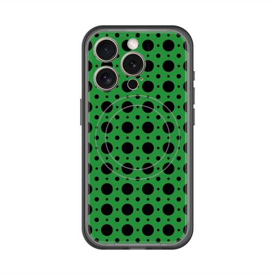 スリムプロテクションプレミアムケース with MagSafe［ Shower Dot - Green ］