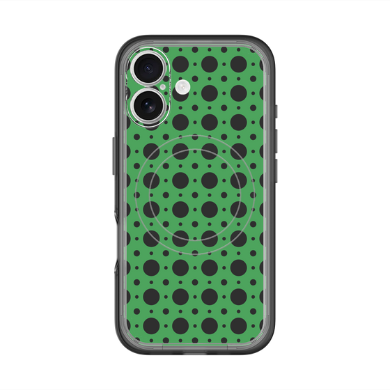 スリムプロテクションプレミアムケース with MagSafe［ Shower Dot - Green ］