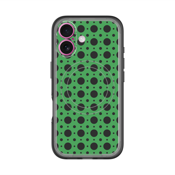 スリムプロテクションプレミアムケース with MagSafe［ Shower Dot - Green ］