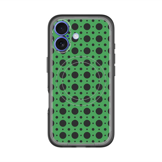 スリムプロテクションプレミアムケース with MagSafe［ Shower Dot - Green ］