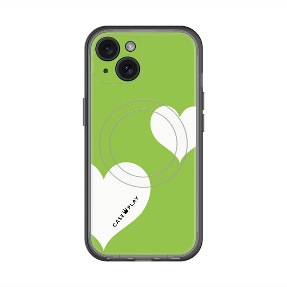スリムプロテクションプレミアムケース with MagSafe［ Two Hearts - Green ］
