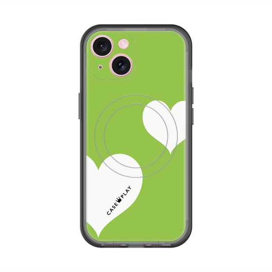 スリムプロテクションプレミアムケース with MagSafe［ Two Hearts - Green ］