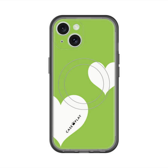 スリムプロテクションプレミアムケース with MagSafe［ Two Hearts - Green ］