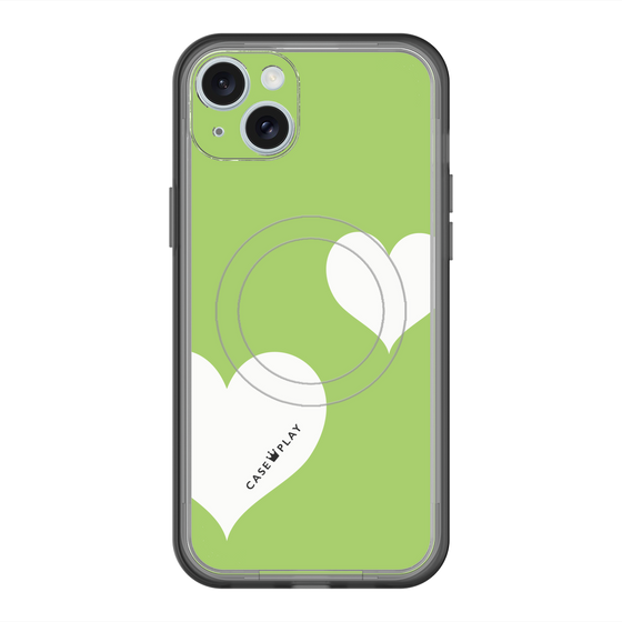 スリムプロテクションプレミアムケース with MagSafe［ Two Hearts - Green ］