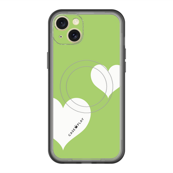 スリムプロテクションプレミアムケース with MagSafe［ Two Hearts - Green ］