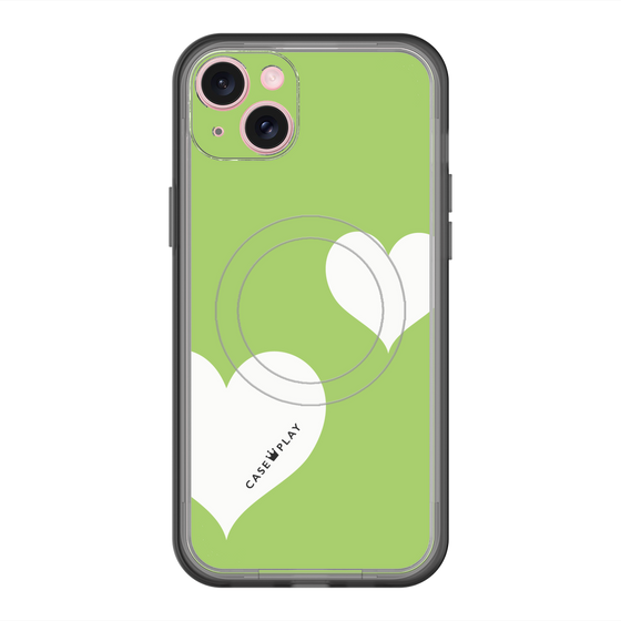 スリムプロテクションプレミアムケース with MagSafe［ Two Hearts - Green ］