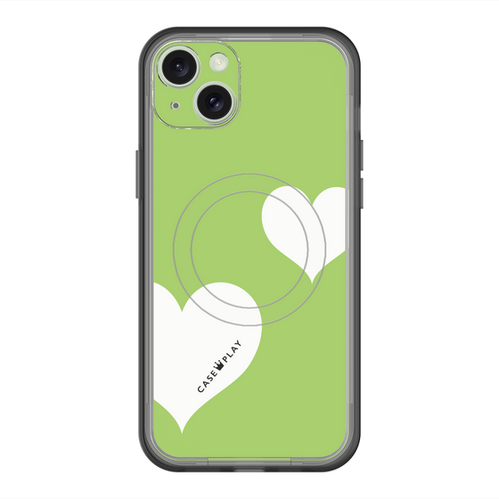 スリムプロテクションプレミアムケース with MagSafe［ Two Hearts - Green ］