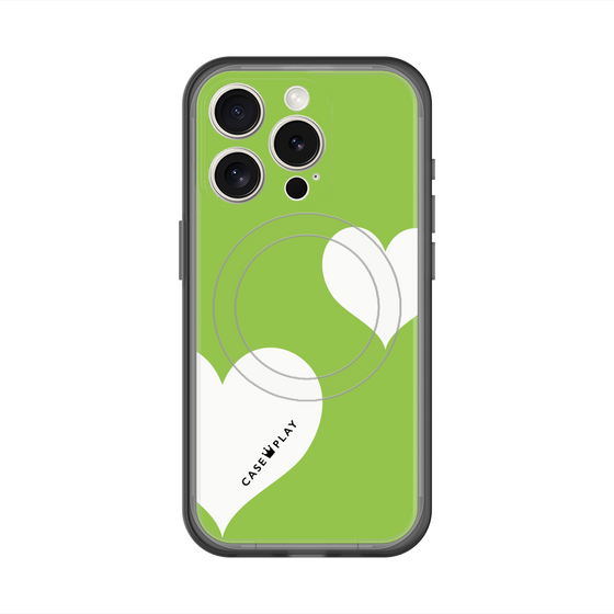 スリムプロテクションプレミアムケース with MagSafe［ Two Hearts - Green ］