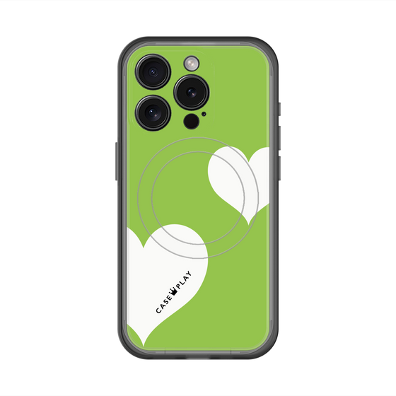 スリムプロテクションプレミアムケース with MagSafe［ Two Hearts - Green ］