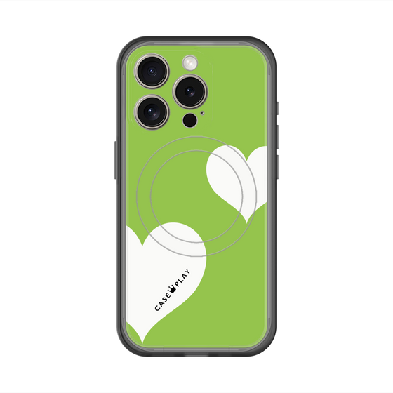 スリムプロテクションプレミアムケース with MagSafe［ Two Hearts - Green ］