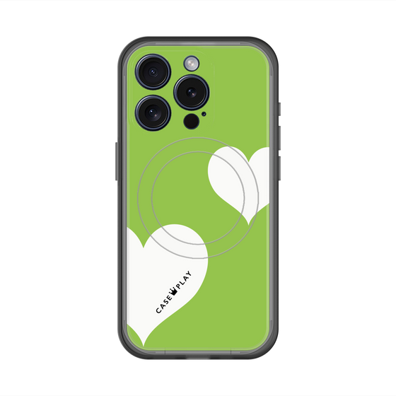 スリムプロテクションプレミアムケース with MagSafe［ Two Hearts - Green ］