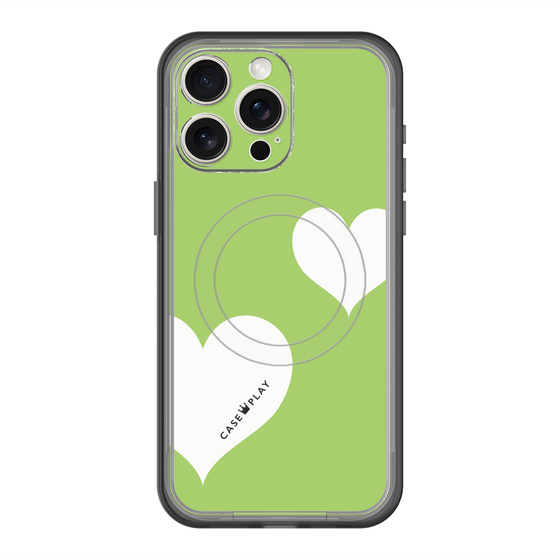 スリムプロテクションプレミアムケース with MagSafe［ Two Hearts - Green ］