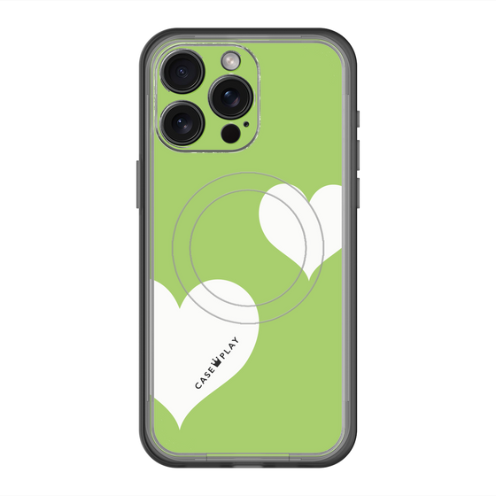 スリムプロテクションプレミアムケース with MagSafe［ Two Hearts - Green ］