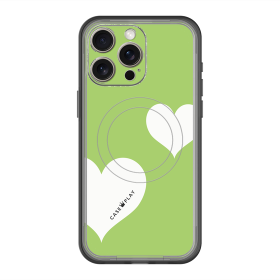 スリムプロテクションプレミアムケース with MagSafe［ Two Hearts - Green ］