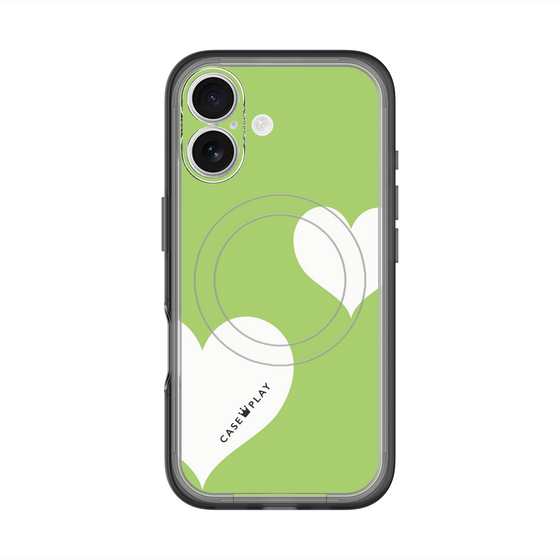 スリムプロテクションプレミアムケース with MagSafe［ Two Hearts - Green ］