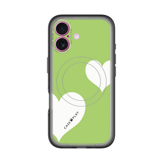 スリムプロテクションプレミアムケース with MagSafe［ Two Hearts - Green ］