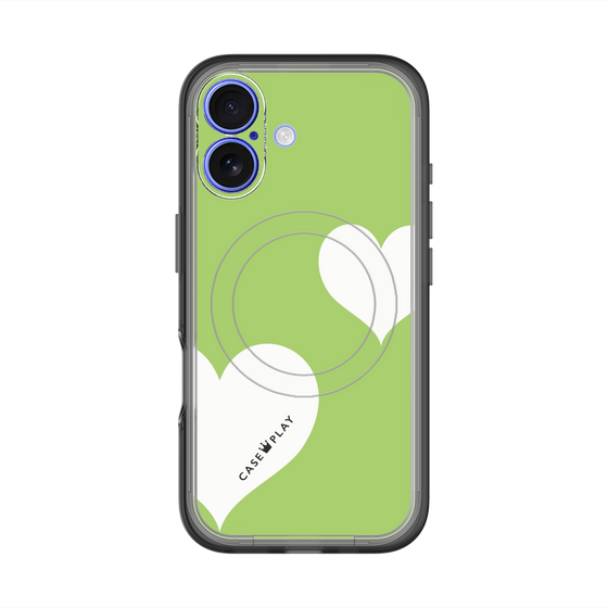 スリムプロテクションプレミアムケース with MagSafe［ Two Hearts - Green ］