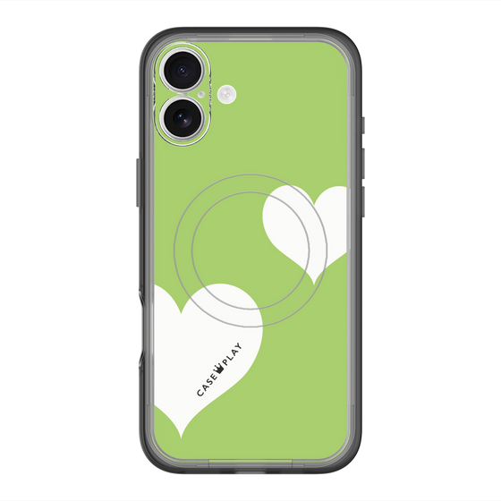 スリムプロテクションプレミアムケース with MagSafe［ Two Hearts - Green ］