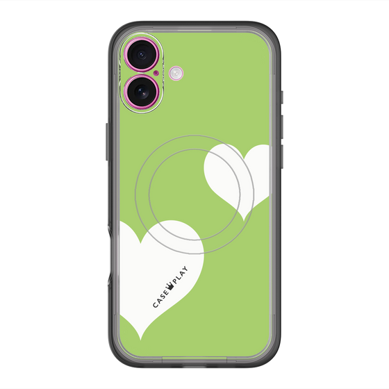 スリムプロテクションプレミアムケース with MagSafe［ Two Hearts - Green ］