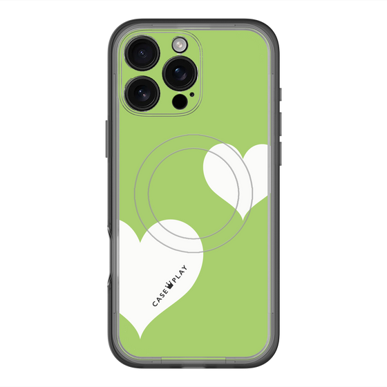 スリムプロテクションプレミアムケース with MagSafe［ Two Hearts - Green ］