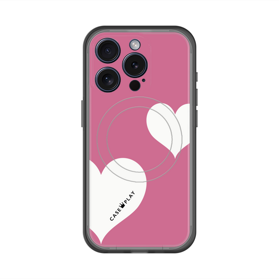 スリムプロテクションプレミアムケース with MagSafe［ Two Hearts - Pink ］