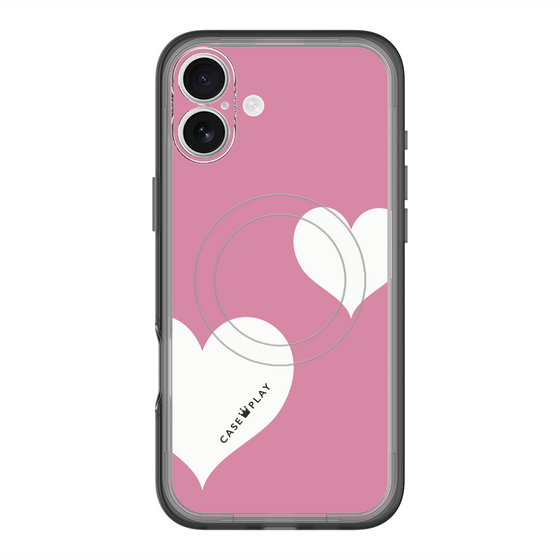 スリムプロテクションプレミアムケース with MagSafe［ Two Hearts - Pink ］