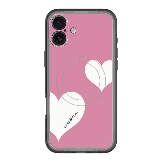 スリムプロテクションプレミアムケース with MagSafe［ Two Hearts - Pink ］