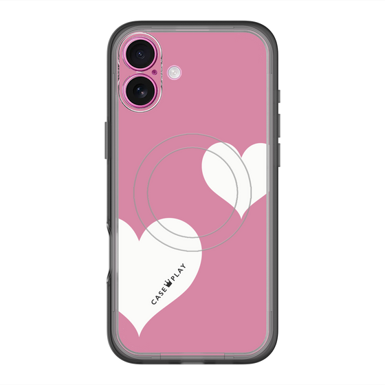 スリムプロテクションプレミアムケース with MagSafe［ Two Hearts - Pink ］
