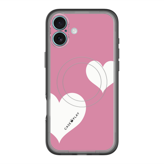 スリムプロテクションプレミアムケース with MagSafe［ Two Hearts - Pink ］
