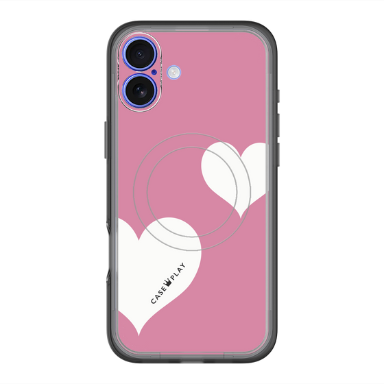 スリムプロテクションプレミアムケース with MagSafe［ Two Hearts - Pink ］