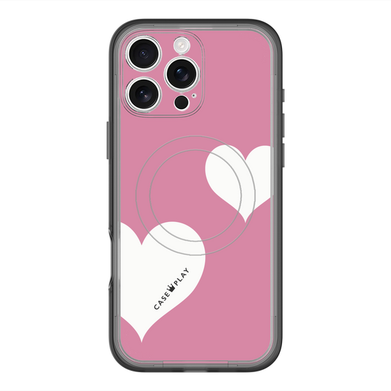 スリムプロテクションプレミアムケース with MagSafe［ Two Hearts - Pink ］