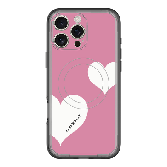 スリムプロテクションプレミアムケース with MagSafe［ Two Hearts - Pink ］