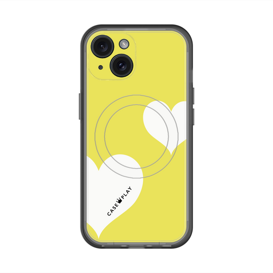 スリムプロテクションプレミアムケース with MagSafe［ Two Hearts - Yellow ］