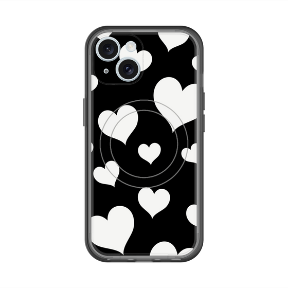 スリムプロテクションプレミアムケース with MagSafe［ Dot Hearts - Black ］