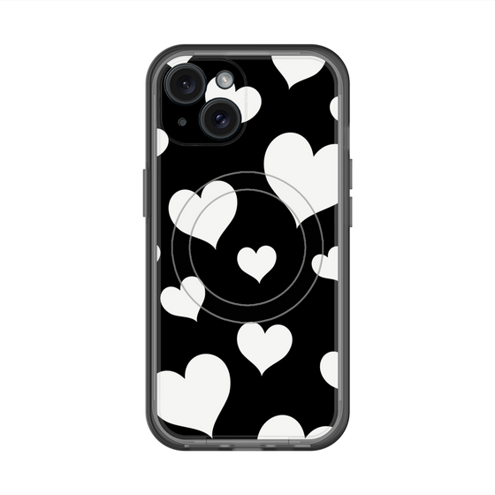 スリムプロテクションプレミアムケース with MagSafe［ Dot Hearts - Black ］