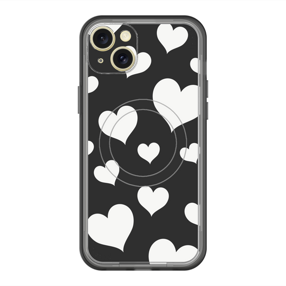 スリムプロテクションプレミアムケース with MagSafe［ Dot Hearts - Black ］