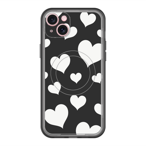 スリムプロテクションプレミアムケース with MagSafe［ Dot Hearts - Black ］