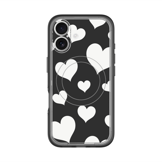 スリムプロテクションプレミアムケース with MagSafe［ Dot Hearts - Black ］