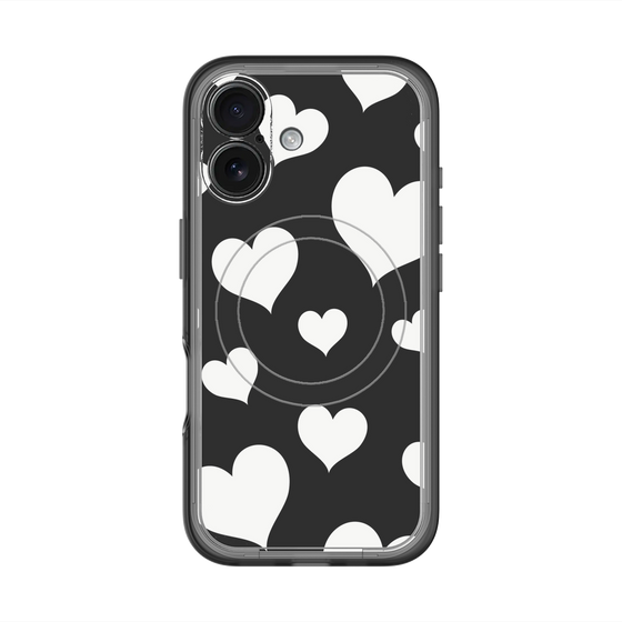 スリムプロテクションプレミアムケース with MagSafe［ Dot Hearts - Black ］