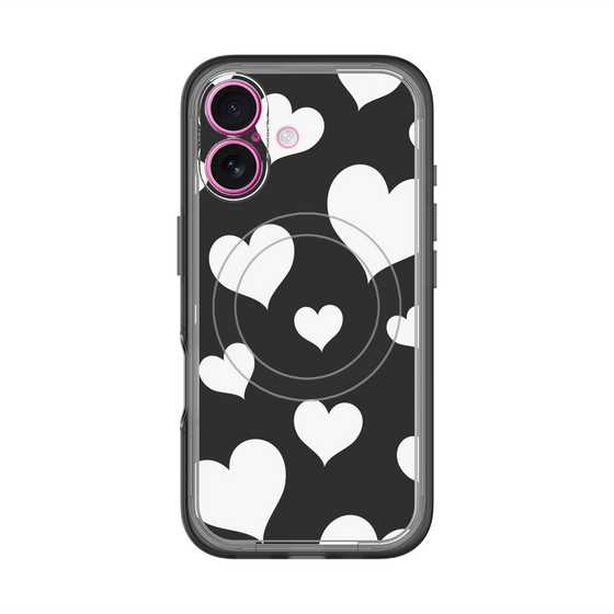 スリムプロテクションプレミアムケース with MagSafe［ Dot Hearts - Black ］