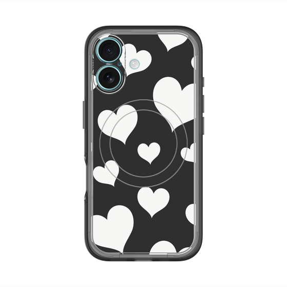 スリムプロテクションプレミアムケース with MagSafe［ Dot Hearts - Black ］