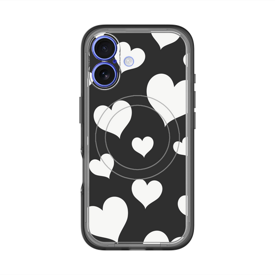 スリムプロテクションプレミアムケース with MagSafe［ Dot Hearts - Black ］
