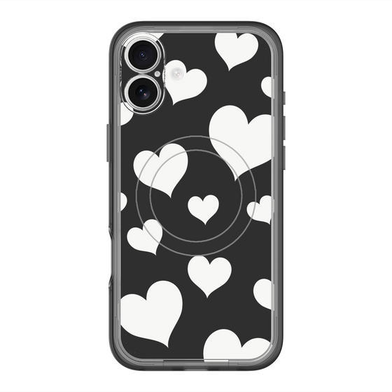 スリムプロテクションプレミアムケース with MagSafe［ Dot Hearts - Black ］