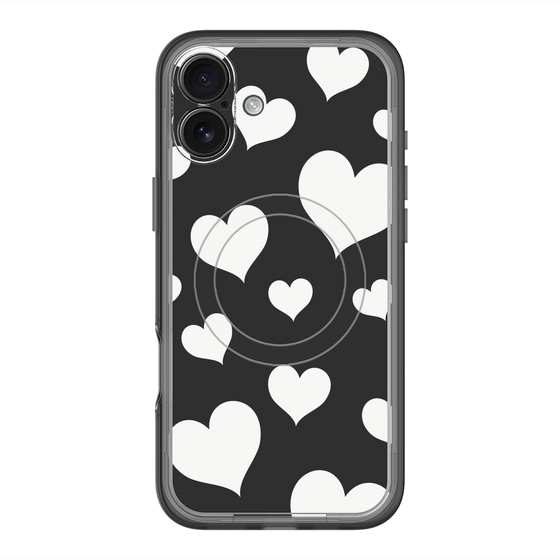 スリムプロテクションプレミアムケース with MagSafe［ Dot Hearts - Black ］
