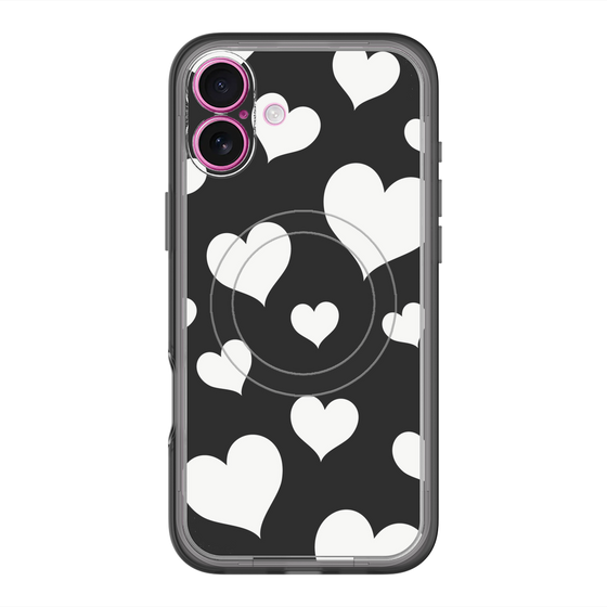 スリムプロテクションプレミアムケース with MagSafe［ Dot Hearts - Black ］