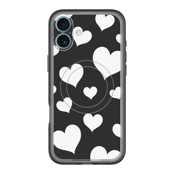 スリムプロテクションプレミアムケース with MagSafe［ Dot Hearts - Black ］